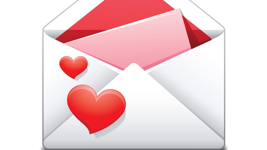 enveloppe avec lettre d'amour